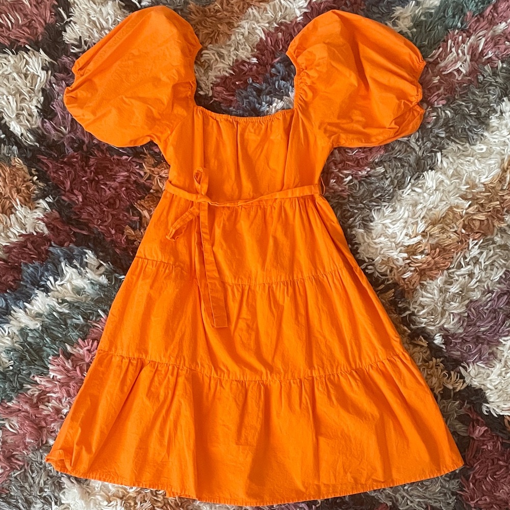 Sim & Sam Orange Puff Sleeve Mini Dress (M)